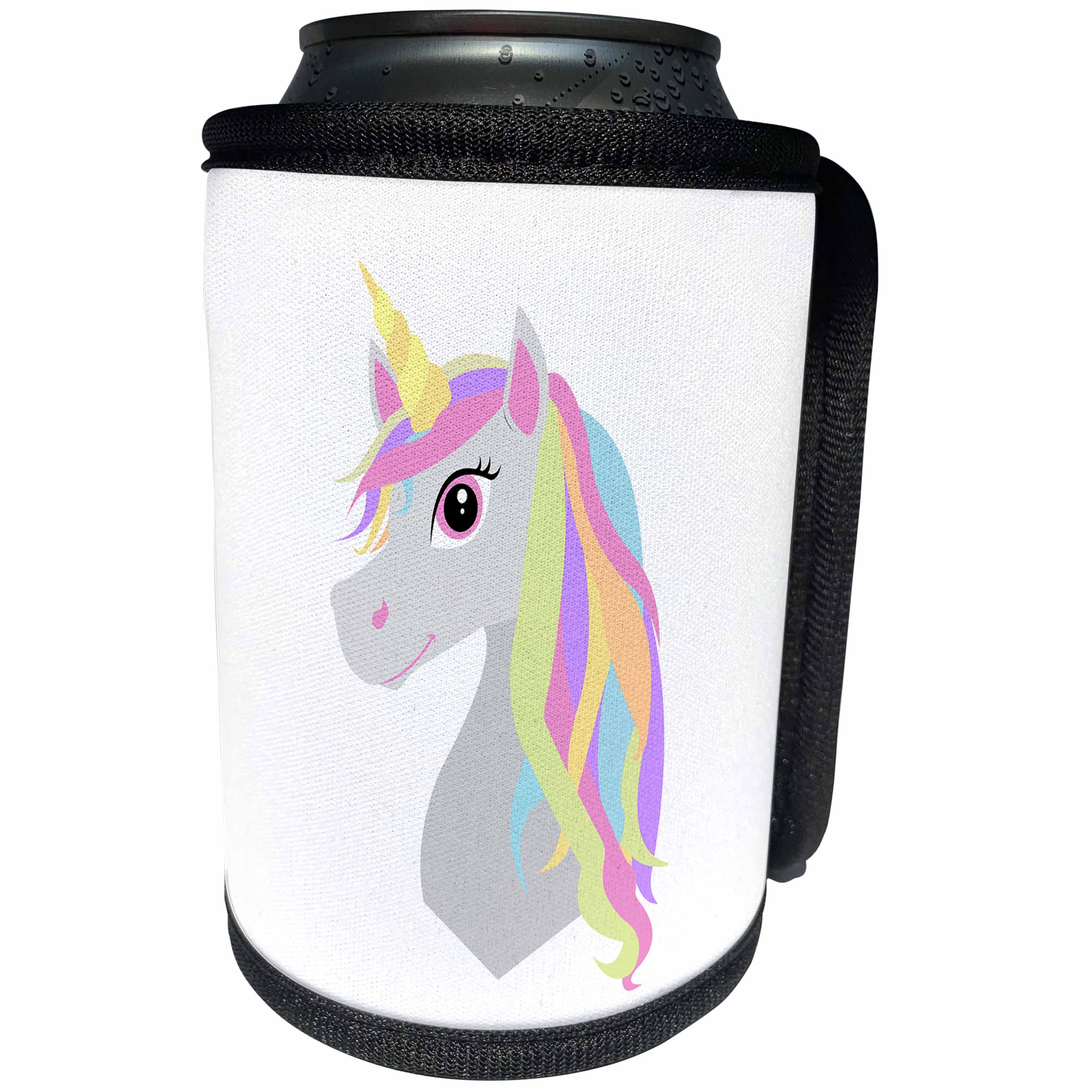 3dRose Janna Salak Designs Fairy Tale - Rainbow Unicorn - Can Cooler Bottle Wrap (cc_261644)