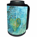 3dRose Andrea Haase Love and Hearts Art - Blue and teal collage artwork with heart and typography elements - Can Cooler Bottle Wrap (cc_261654)