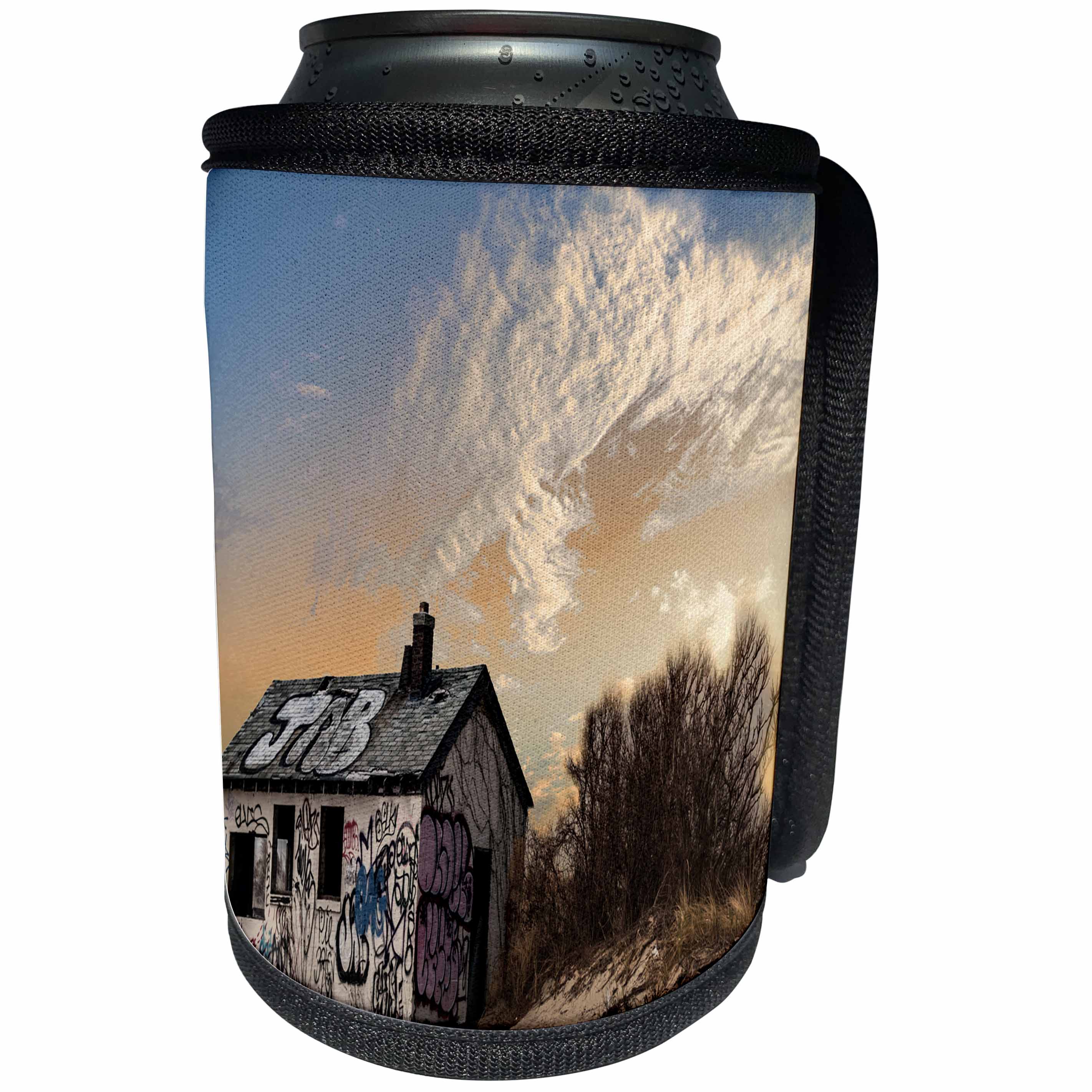 3dRose Roni Chastain Photography - Abandoned on the beach - Can Cooler Bottle Wrap (cc_261671)