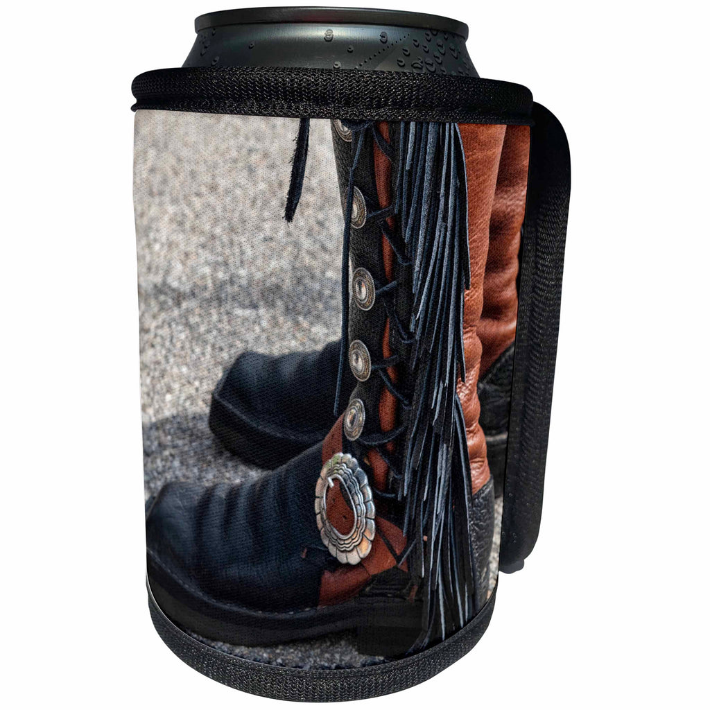 3dRose Roni Chastain Photography - Tan and black boots - Can Cooler Bottle Wrap (cc_261681)