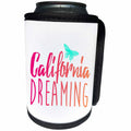 3dRose Russ Billington Designs - California Dreaming- Typographic Design in Magenta and Peach - Can Cooler Bottle Wrap (cc_261715)