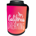 3dRose Russ Billington Designs - Typographic Design in White on Pink Background- California Dreaming - Can Cooler Bottle Wrap (cc_261716)