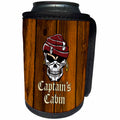 3dRose Russ Billington Nautical Designs - Pirate Skull Captains Cabin Design in Brown- not real wood - Can Cooler Bottle Wrap (cc_261718)
