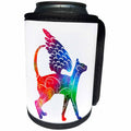 3dRose Russ Billington Designs - Beautiful Winged Rainbow Cat with White Scrolls - Can Cooler Bottle Wrap (cc_261722)