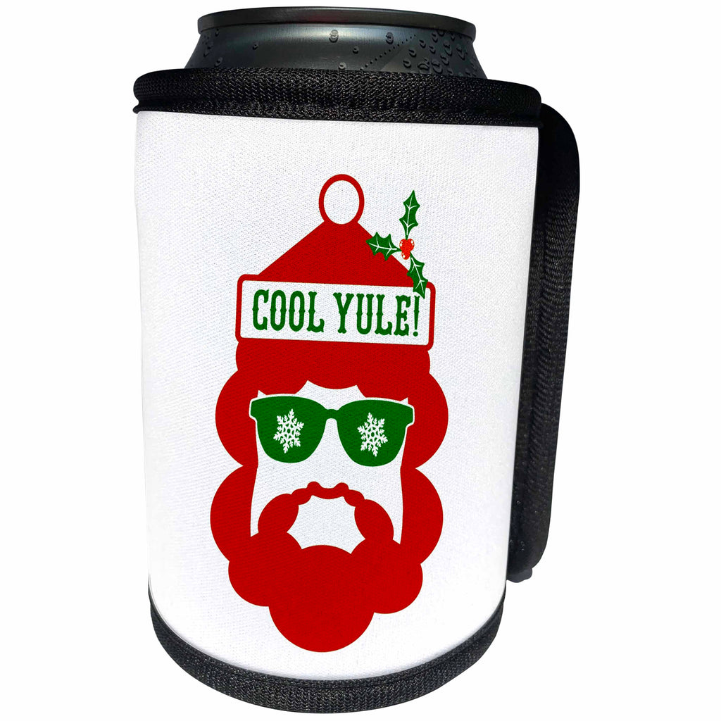 3dRose Russ Billington Christmas Designs - Funny Christmas Cool Yule Design in Red White and Green - Can Cooler Bottle Wrap (cc_261801)