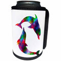 3dRose Russ Billington Designs - A Pair of Rainbow Colored Dolphins - Can Cooler Bottle Wrap (cc_261807)