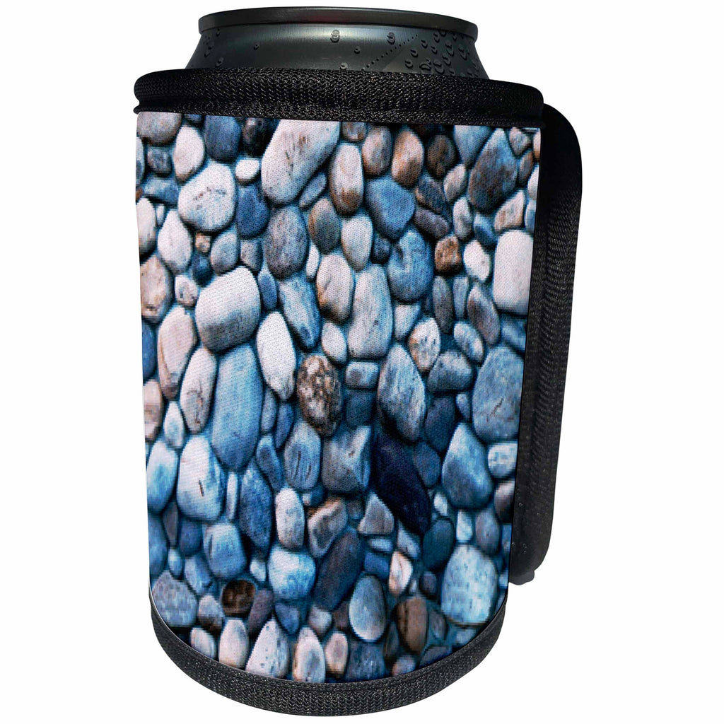 3dRose Russ Billington Patterns - Image of Blue Gray Pebbles on Beach - Can Cooler Bottle Wrap (cc_261930)