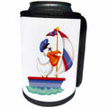 3dRose Russ Billington Nursery Designs - Cute Pelican Boat Skipper out Sailing - Can Cooler Bottle Wrap (cc_261931)