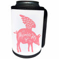 3dRose Russ Billington Designs - Pigs Might Fly Design in Pink and White - Can Cooler Bottle Wrap (cc_261953)