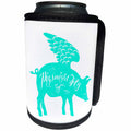 3dRose Russ Billington Designs - Pigs Might Fly Design in Blue and White - Can Cooler Bottle Wrap (cc_261954)