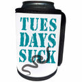 3dRose Russ Billington Designs - TUESDAYS SUCK- Typography with Snake in Teal and Gray - Can Cooler Bottle Wrap (cc_261984)