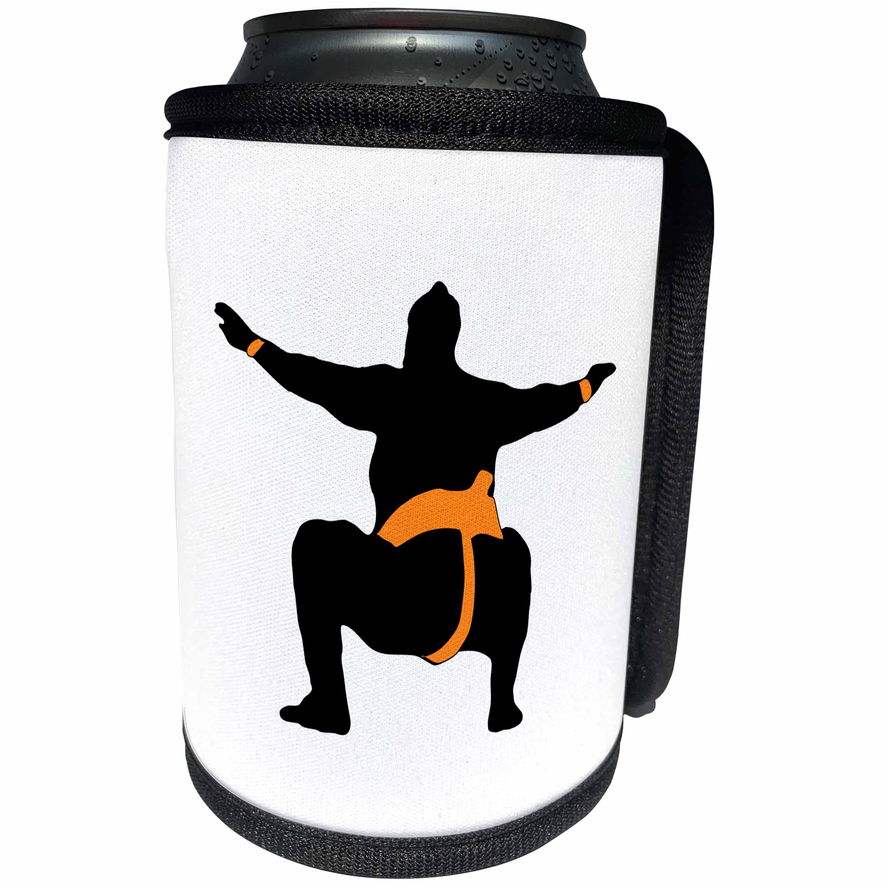 3dRose Russ Billington Designs - Japanese Sumo Wrestler Design in Black and Orange - Can Cooler Bottle Wrap (cc_261986)
