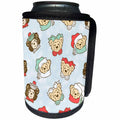3dRose Russ Billington Patterns - Cute Teddy Bear Wallpaper Pattern on Cloudy Blue Background - Can Cooler Bottle Wrap (cc_261994)