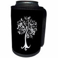 3dRose Russ Billington Designs - Elegant Black and White Swirly Tree Design - Can Cooler Bottle Wrap (cc_262001)