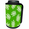 3dRose Russ Billington Patterns - Pretty White Turtle Pattern on Green Background - Can Cooler Bottle Wrap (cc_262006)