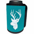 3dRose Russ Billington Designs - White Deers Head over Blue Background - Can Cooler Bottle Wrap (cc_262016)