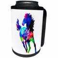 3dRose Russ Billington Designs - Wild and Free- Running Horse Design in Rainbow Colors - Can Cooler Bottle Wrap (cc_262024)