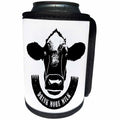 3dRose Russ Billington Designs - Drink More Milk- Cows Head and Scroll in Black and White - Can Cooler Bottle Wrap (cc_262057)