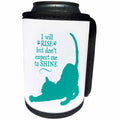 3dRose Russ Billington Designs - Rise and Shine- Funny Cat Design in Teal on White - Can Cooler Bottle Wrap (cc_262061)