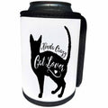 3dRose Russ Billington Designs - Crazy Cat Lover- Funny Cat Design in Black and White - Can Cooler Bottle Wrap (cc_262066)