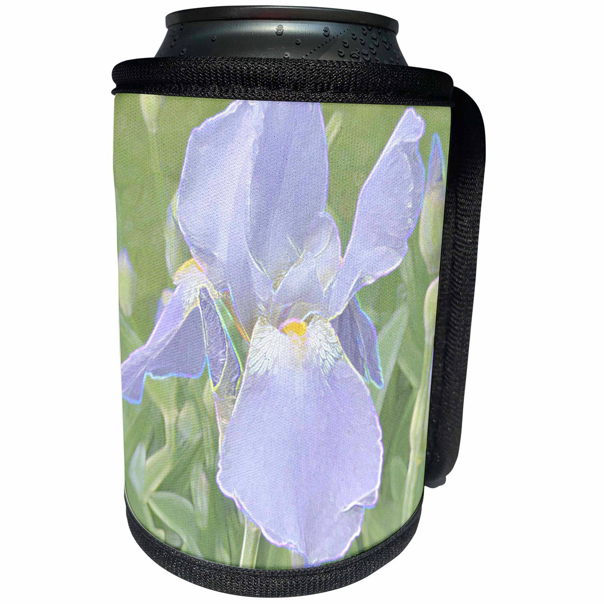 3dRose Patricia Sanders Creations - Lavender Iris Flowers Floral Art - Can Cooler Bottle Wrap (cc_26207)