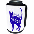 3dRose Russ Billington Designs - Crazy Cat Lover- Funny Cat Design in Royal Blue and White - Can Cooler Bottle Wrap (cc_262071)