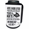 3dRose Russ Billington Designs - Funny Fishing Joke Design in Black and White - Can Cooler Bottle Wrap (cc_262073)