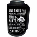 3dRose Russ Billington Designs - Funny Fishing Joke Design in White on Black - Can Cooler Bottle Wrap (cc_262074)