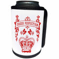 3dRose Russ Billington Designs - Sheer Perfection- Aristocratic Design with Crown in Red on White - Can Cooler Bottle Wrap (cc_262177)