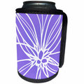 3dRose Russ Billington Patterns - Modern Striking Floral Abstract Pattern in White on Lavender - Can Cooler Bottle Wrap (cc_262196)