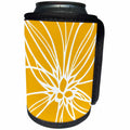 3dRose Russ Billington Patterns - Modern Striking Floral Abstract Pattern in White on Yellow - Can Cooler Bottle Wrap (cc_262198)