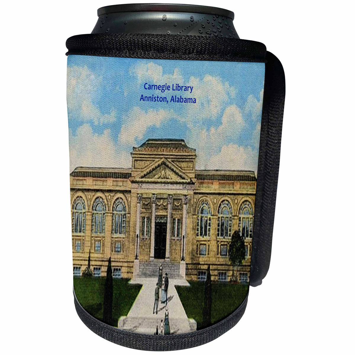 3dRose Sandy Mertens Alabama - Vintage Carnegie Library Anniston in Canvas - Can Cooler Bottle Wrap (cc_26220)