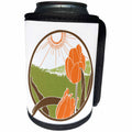 3dRose Russ Billington Designs - Art Nouveau Tulip Field in Green Brown and Peach - Can Cooler Bottle Wrap (cc_262221)