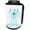 3dRose Russ Billington Designs - Bat Skeleton Design in Teal on White - Can Cooler Bottle Wrap (cc_262225)