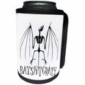 3dRose Russ Billington Designs - Bat Skeleton Design in Black on White - Can Cooler Bottle Wrap (cc_262226)