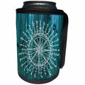 3dRose Russ Billington Nautical Designs - Antique Nautical Compass in White on Blue Wood Effect- not Real Wood - Can Cooler Bottle Wrap (cc_262230)