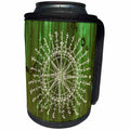 3dRose Russ Billington Nautical Designs - Antique Nautical Compass in White on Green Wood Effect- not Real Wood - Can Cooler Bottle Wrap (cc_262232)