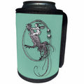3dRose Russ Billington Designs - Funny Elf Riding a Chicken on Green Background - Can Cooler Bottle Wrap (cc_262234)