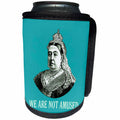 3dRose Russ Billington Designs - Funny Queen Victoria Design- We Are Not Amused on Blue Background - Can Cooler Bottle Wrap (cc_262241)