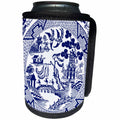 3dRose Russ Billington Designs - Willow Pattern Detail in Blue and White - Can Cooler Bottle Wrap (cc_262242)