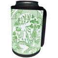 3dRose Russ Billington Designs - Willow Pattern Detail in Jade Green and White - Can Cooler Bottle Wrap (cc_262243)