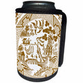 3dRose Russ Billington Designs - Willow Pattern Detail in Brown and White - Can Cooler Bottle Wrap (cc_262244)