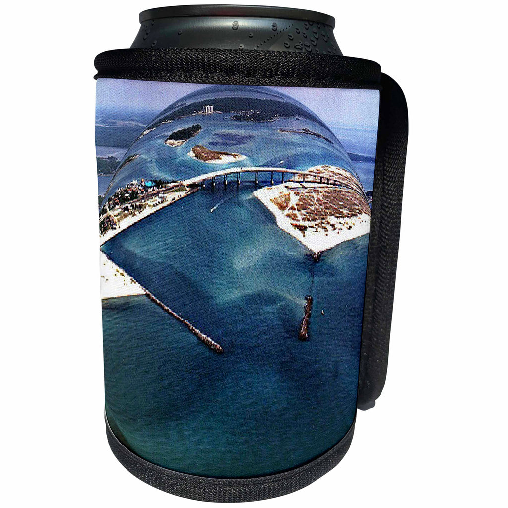 3dRose Sandy Mertens Alabama - Perdido Bay at Orange Beach Fisheye View - Can Cooler Bottle Wrap (cc_26225)