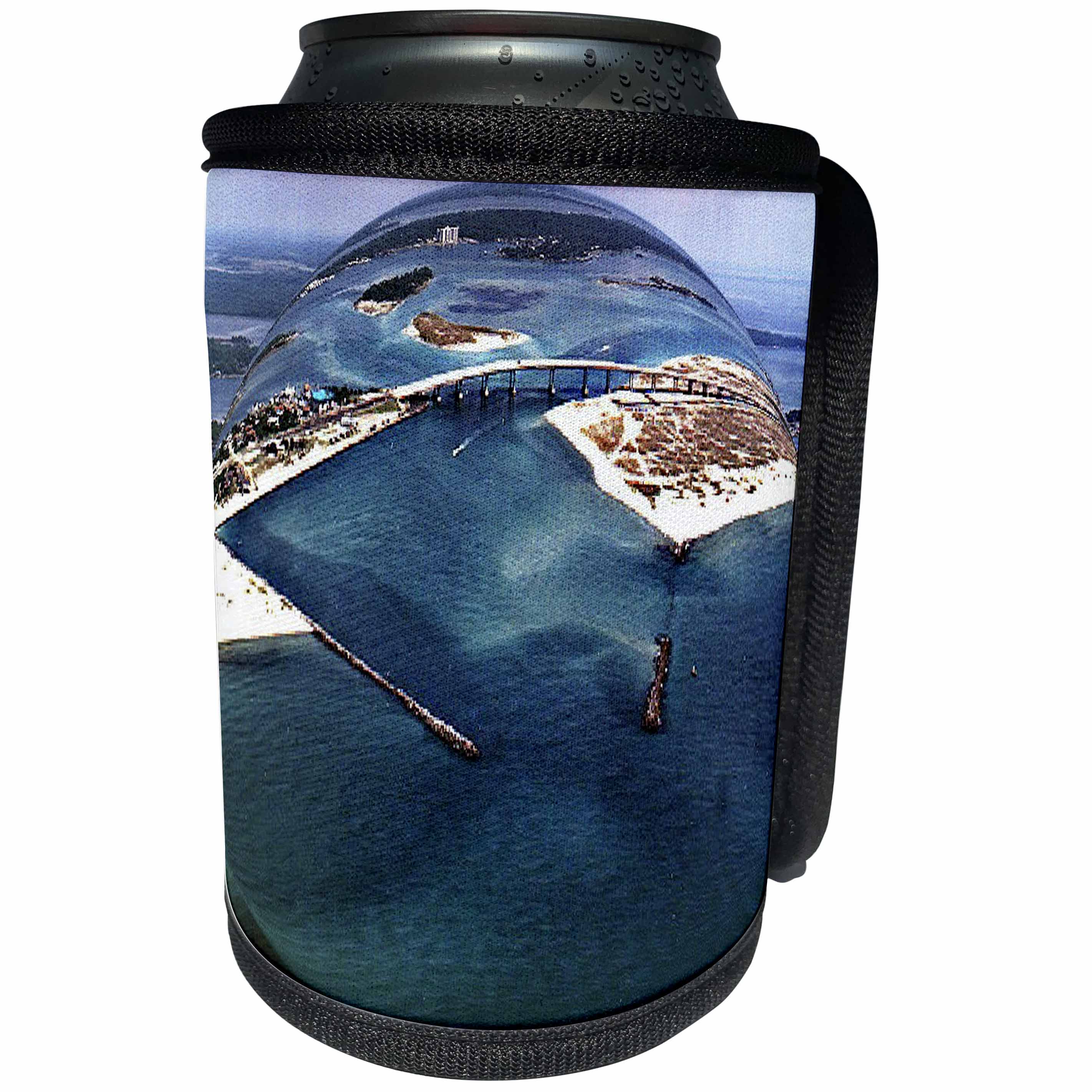 3dRose Sandy Mertens Alabama - Perdido Bay at Orange Beach Fisheye View - Can Cooler Bottle Wrap (cc_26225)