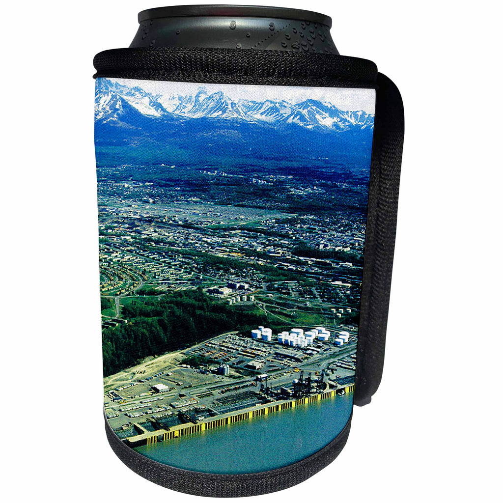 3dRose Sandy Mertens Alaska - Anchorage Aerial View - Can Cooler Bottle Wrap (cc_26228)