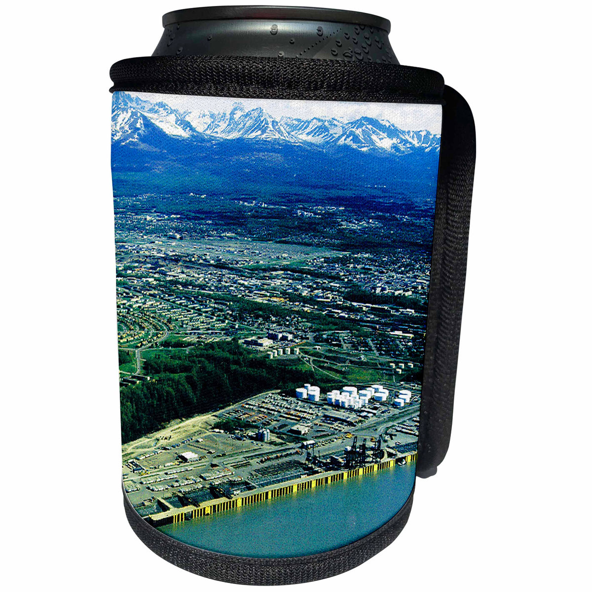 3dRose Sandy Mertens Alaska - Anchorage Aerial View - Can Cooler Bottle Wrap (cc_26228)