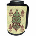 3dRose Russ Billington Designs - Celtic Knot Leaf Design in Brown Yellow and Green - Can Cooler Bottle Wrap (cc_262282)
