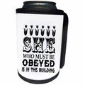 3dRose Russ Billington Designs - She Who Must Be Obeyed- Strong Woman Design in Black and White - Can Cooler Bottle Wrap (cc_262291)