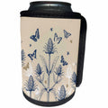 3dRose Russ Billington Designs - Teasel Plant with Bees and Butterflies in Oatmeal Blue and White - Can Cooler Bottle Wrap (cc_262296)