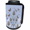 3dRose Russ Billington Designs - Teasel Plant with Bees and Butterflies in Lavender Blue White and Brown - Can Cooler Bottle Wrap (cc_262297)